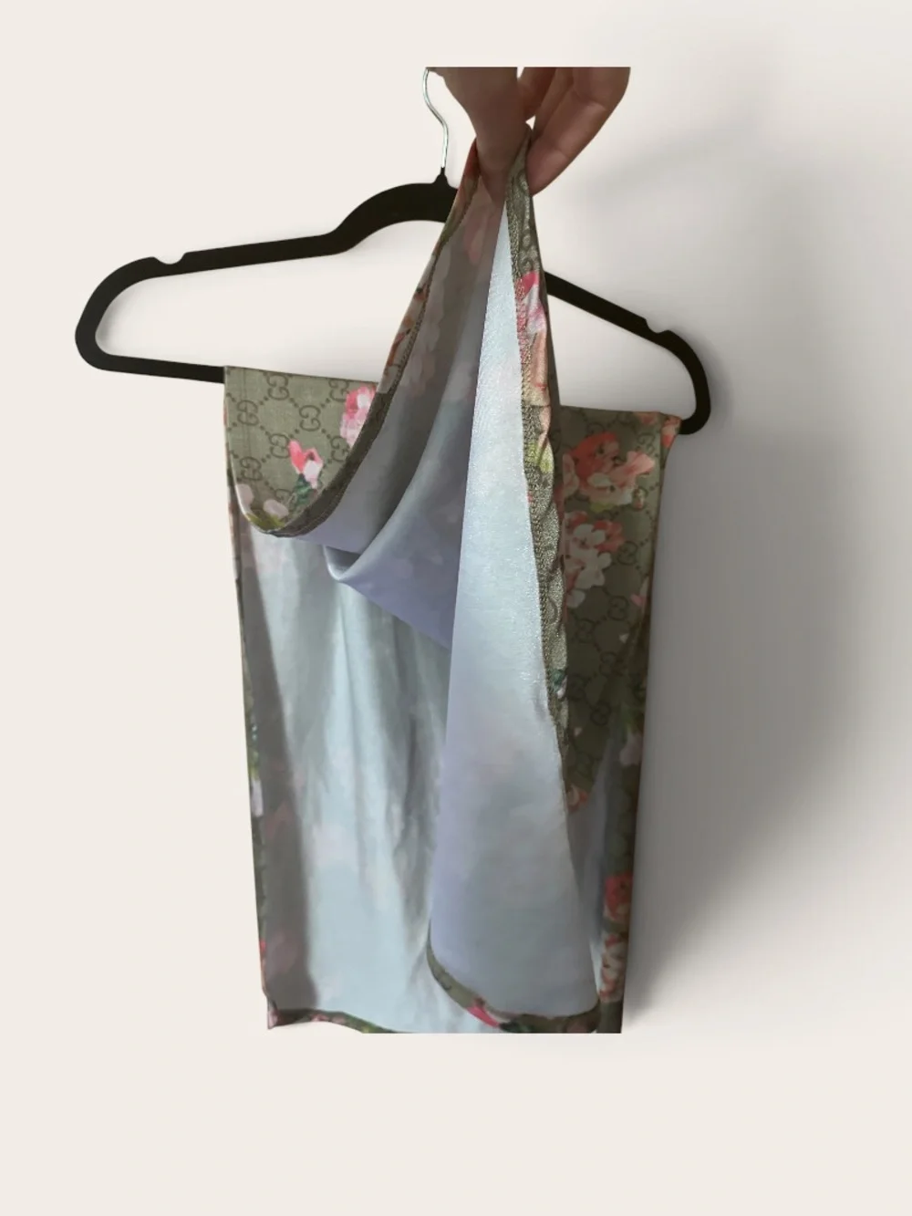 Designer-Inspired Floral Silk Scarf/Wrap in Olive Green